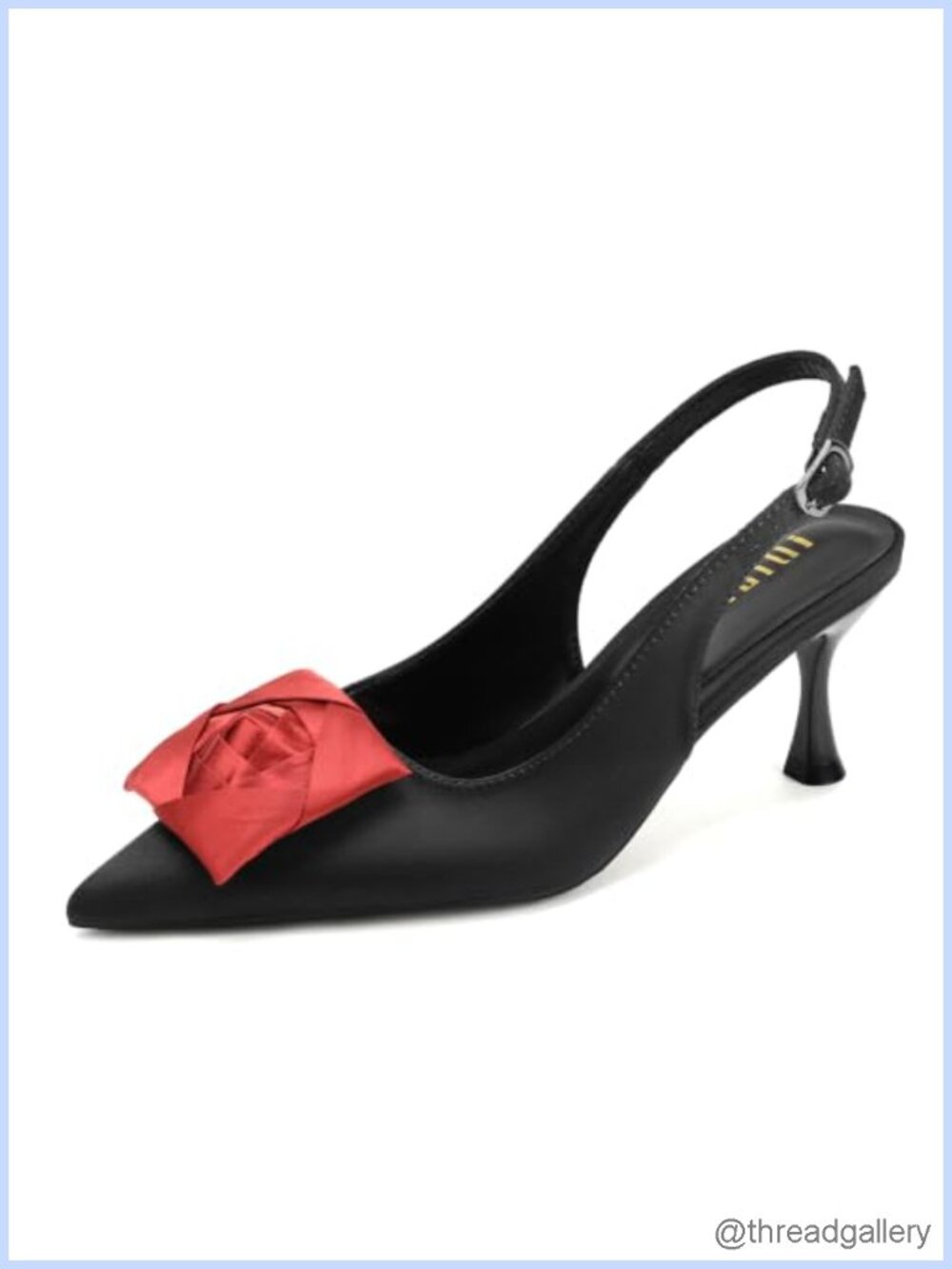 Slingback Kitten Heels Floral Pointed Toe Satin Pumps